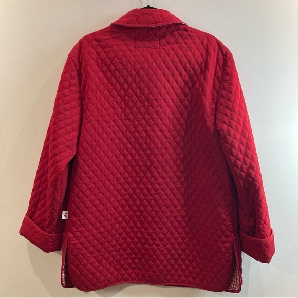 UTEX DESIGN Sz L Quilted Patchwork Pockets Gingham Lining Button Closure Jacket - Picture 10 of 13